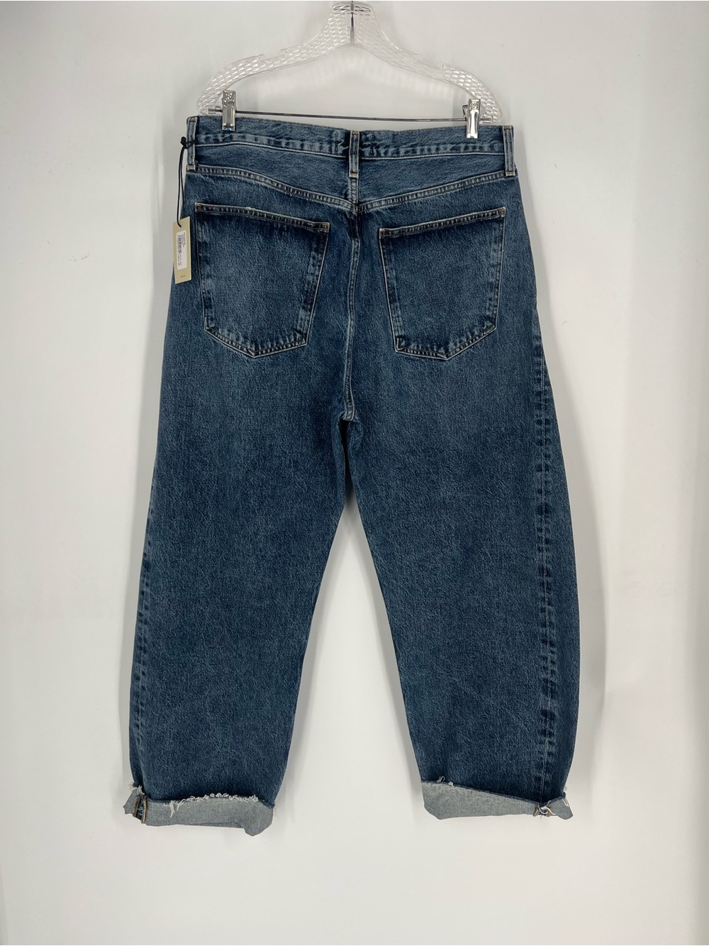 Agolde Luna Pieced Dark Wash Horseshoe Barrel Denim Jeans in Control 33 NWT - Picture 9 of 11